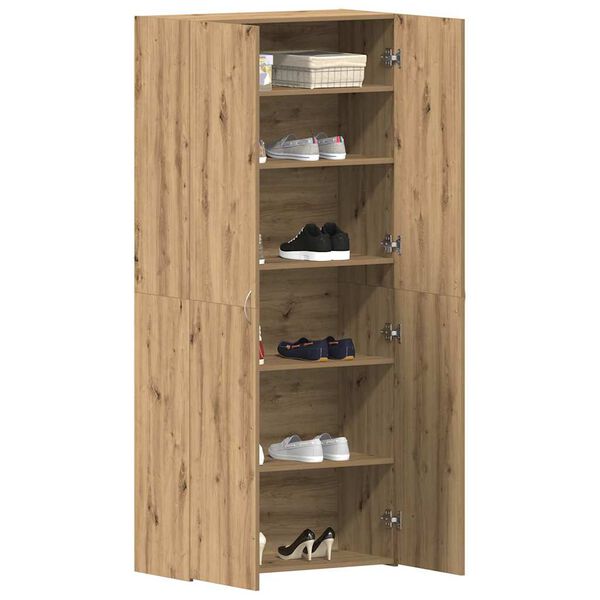 vidaXL Shoe Cabinet with Door Brown 80 x 35.5 x 180 cm Engineered wood