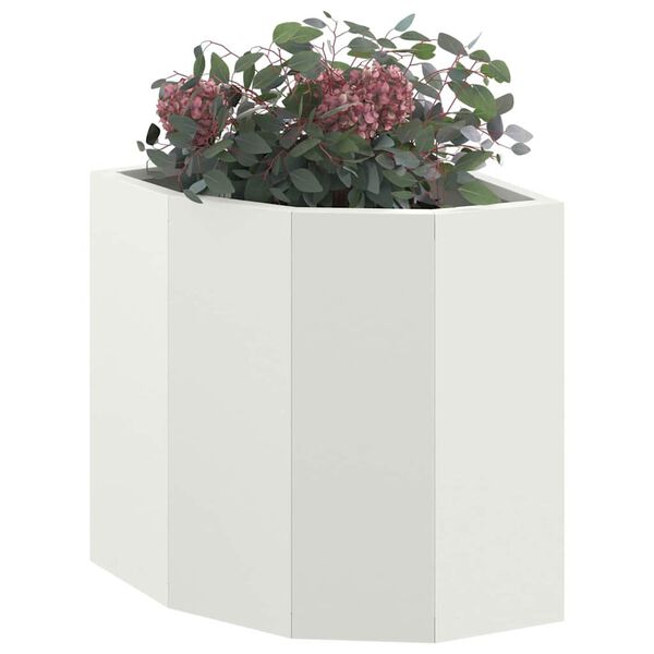 vidaXL Corner Planter White 30 x 30 x 35 cm Steel