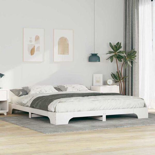 vidaXL Bed Frame White 200 x 220 cm Solid Pine Wood