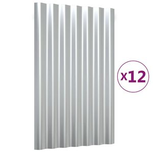 vidaXL Roof Panels 12 pcs Galvanised Steel Silver 60x36 cm