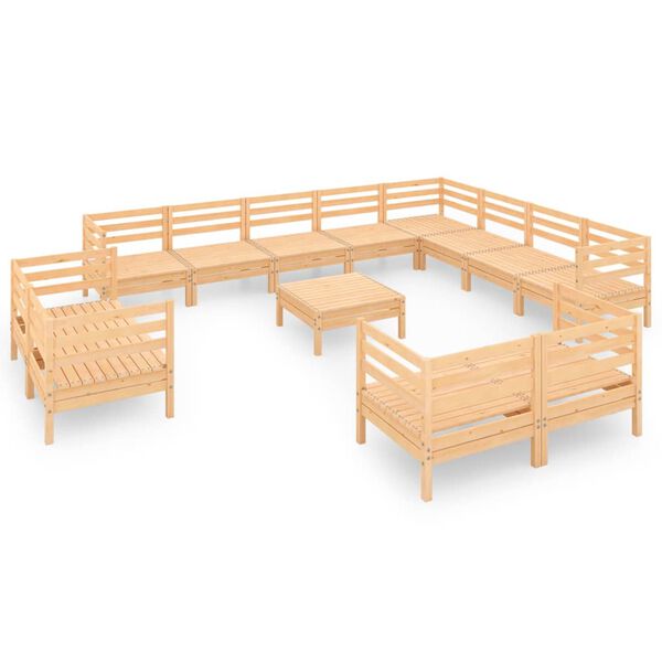vidaXL 13 Piece Garden Lounge Set Solid Wood Pine
