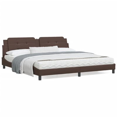 vidaXL Bed Frame with LED Lights Brown 200x200 cm Faux Leather