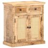vidaXL Sideboard 65x32x70 cm Solid Mango Wood and Natural Cane