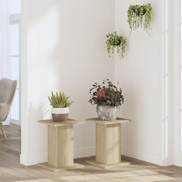 vidaXL Plant Stands 2 pcs Sonoma Oak 30x30x40 cm Engineered Wood