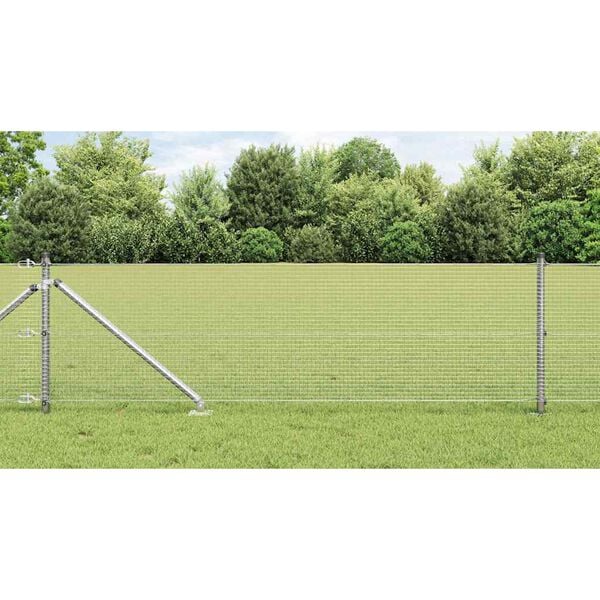 vidaXL Fence with Posts Silver 0.8 x 25 m Steel