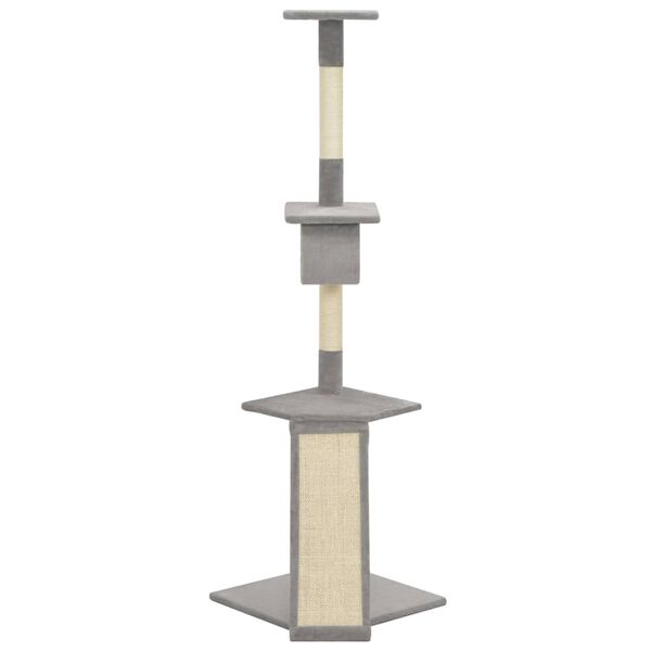 vidaXL Cat Tree with Sisal Scratching Posts Grey 160 cm