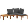vidaXL 4 pcs Solid Acacia Wood & Rope Natural