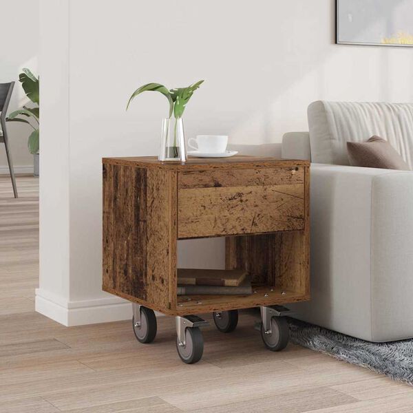 vidaXL Bedside Table Old Wood 40.5 x 40 x 48 cm Engineered Wood
