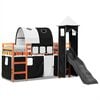 vidaXL Kids' Loft Bed with Tower White&Black 80x200 cm Solid Wood Pine