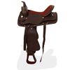 vidaXL Western Saddle. Headstall&Breast Collar Real Leather 16" Brown