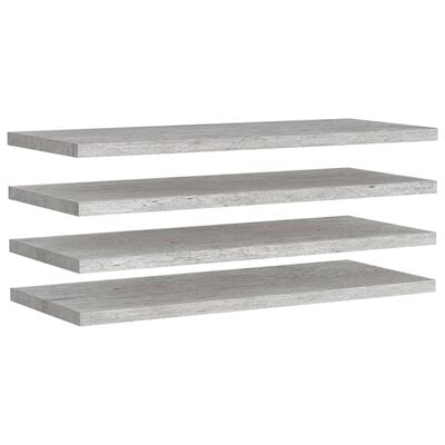 vidaXL Floating Wall Shelves 4 pcs Concrete Grey 90x23.5x3.8 cm MDF