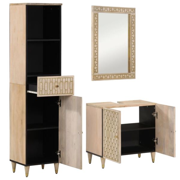 vidaXL 3 Piece Bathroom Furniture Set Solid Wood Mango