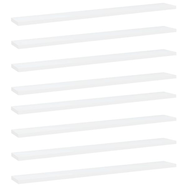 vidaXL Bookshelf Boards 8 pcs White 80x10x1.5 cm Engineered Wood