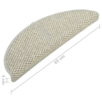 vidaXL Stair Mats Self-adhesive Sisal-Look 15 pcs 65x21x4 cm Grey