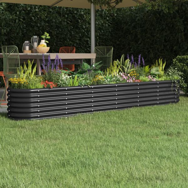 vidaXL Garden Raised Bed Galvanised Steel 260x40x36 cm Anthracite