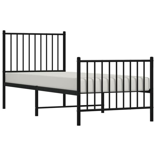 vidaXL Metal Bed Frame without Mattress with Footboard Black 80x200cm