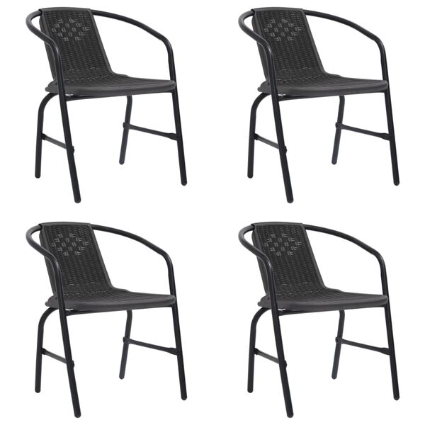 vidaXL Garden Chairs 4 pcs Plastic Rattan and Steel 110 kg