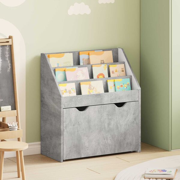 vidaXL Kids Bookshelf Concrete Grey 60 x 29.5 x 69 cm Engineered Wood