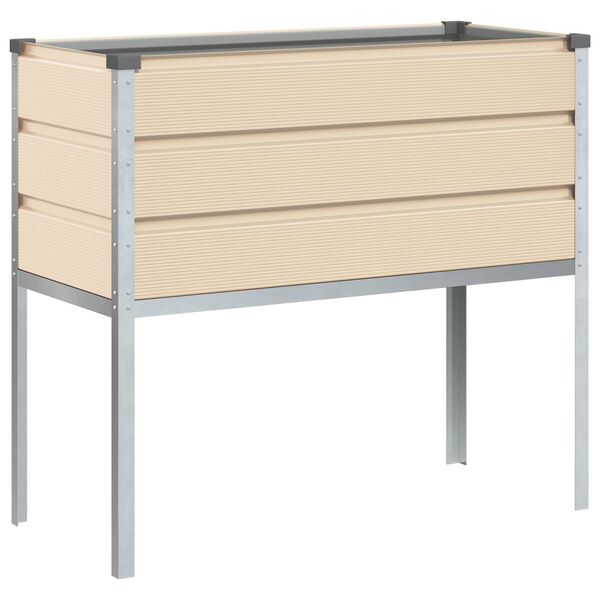 vidaXL Planter Ivory 100 x 45 x 90 cm Galvanised Steel