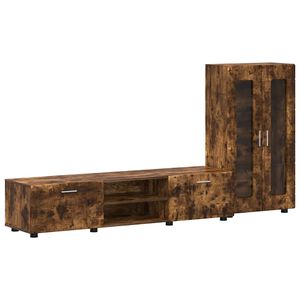 vidaXL TV Cabinet Set with Drawer FLORIN Smoked Oak Engineered Wood