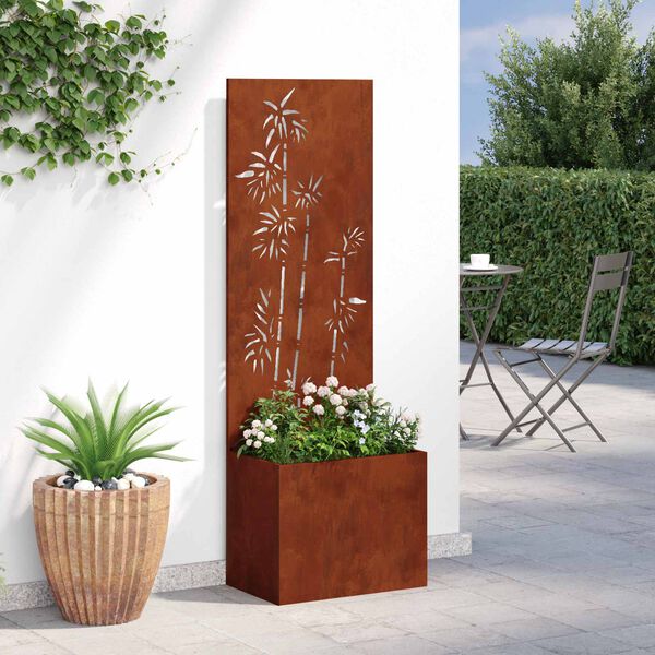 vidaXL Garden Privacy Screen Floral Rusty 50 x 140 cm Weathering steel