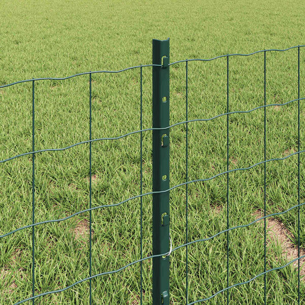 vidaXL Fence with Post Green 0.4 x 10 m Steel and PVC