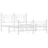 vidaXL Metal Bed Frame without Mattress with Footboard White 160x200cm