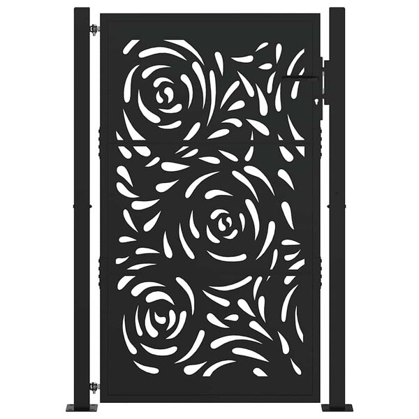 vidaXL Garden Gate Black 100x150 cm Steel Flame Design