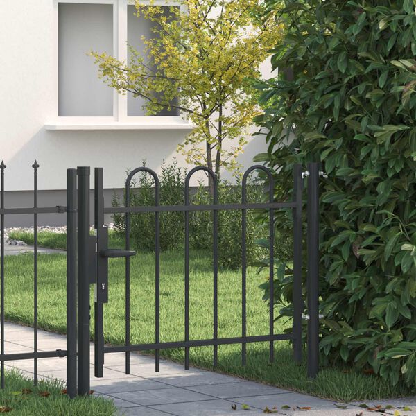 vidaXL Fence Gate with Lock Grey 103 x 124.5 cm Powder-Coated Steel