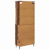 vidaXL Highboard Old Wood 69.5 x 34 x 180 cm Engineered Wood and Glass