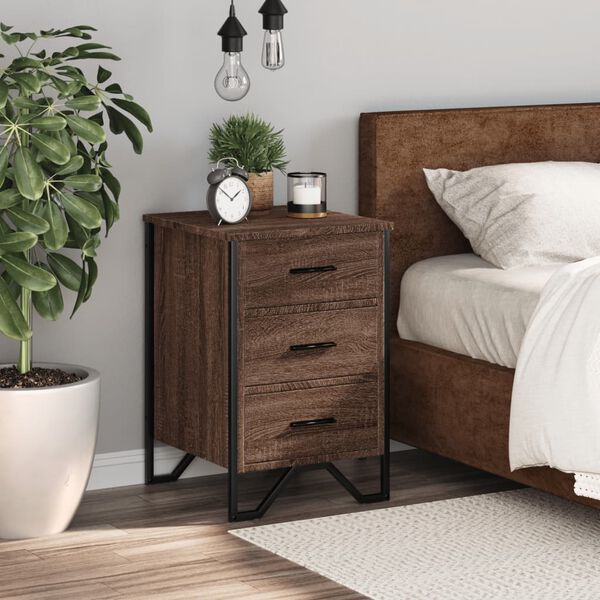 vidaXL Bedside Cabinet Brown Oak 40x41x60 cm Engineered Wood