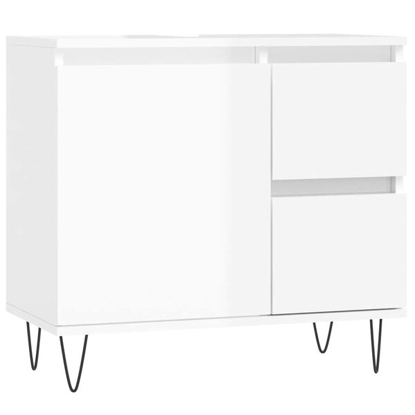 vidaXL Bathroom Cabinet High Gloss White 65x33x60 cm Engineered Wood
