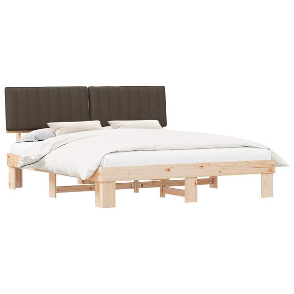 vidaXL Bed Frame with Upholstered Headboard Taupe 180 x 200 cm