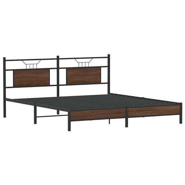 vidaXL Bed Frame without Mattress Brown Oak 183x203 cm Engineered Wood