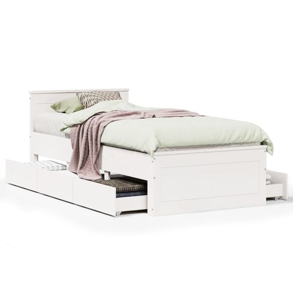 vidaXL Bed Frame without Mattress with Headboard White 90x200 cm Solid Wood Pine