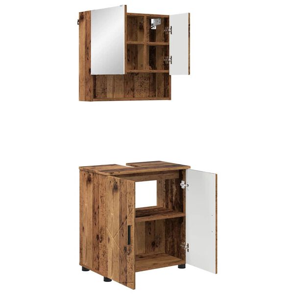 vidaXL Bathroom Furniture Set 2 pcs Old Wood Engineered wood & Metal