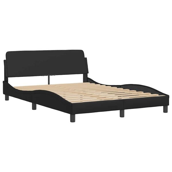 vidaXL Bed Frame "Dover" Black 135x190 cm Double Faux Leather