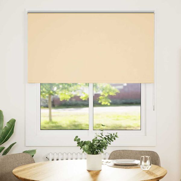 vidaXL Roller Blind Blackout Beige 130x130 cm Fabric Width 126.6 cm Polyester
