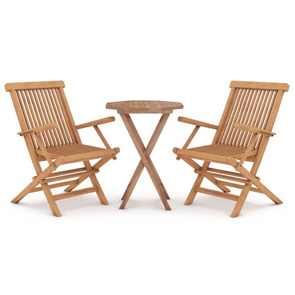 vidaXL 3 Piece Garden Dining Set Solid Wood Teak