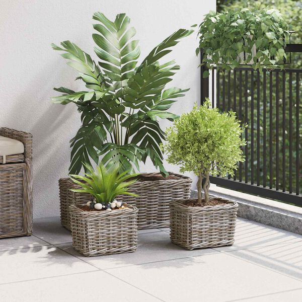 vidaXL Planter Basket with Storage 3 pcs Grey