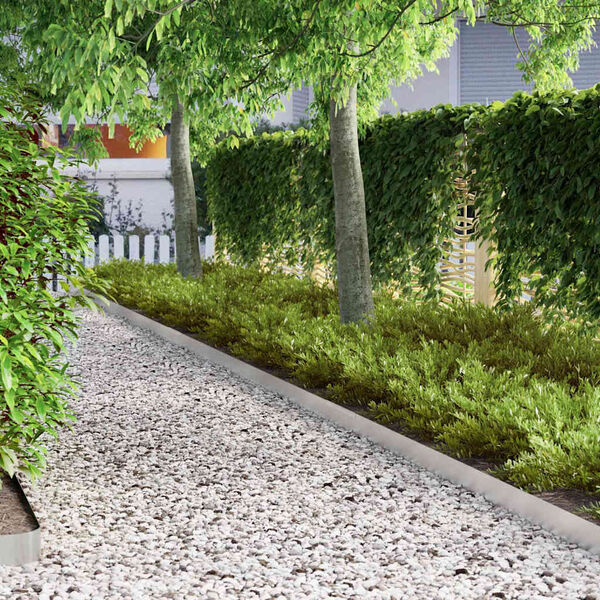 vidaXL Lawn Edging 4 pcs Silver 450 x 0.05 x 10 cm Stainless Steel