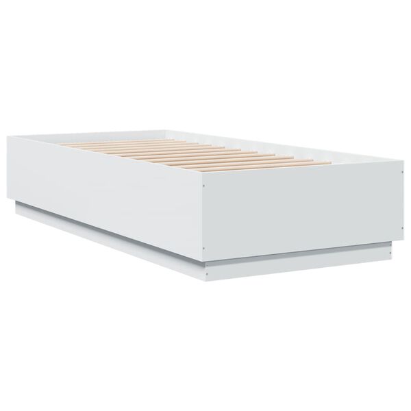 vidaXL Bed Frame with LED without Mattress White 100x200 cm