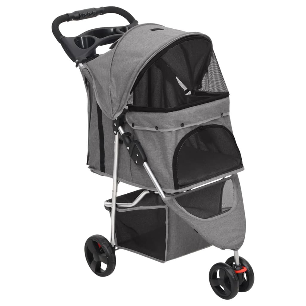 vidaXL Folding Dog Stroller Grey 80x46x98 cm Oxford Fabric vidaXL