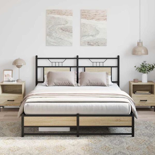 vidaXL Bed Frame without Mattress Sonoma Oak 150x200 cm King Size Engineered Wood