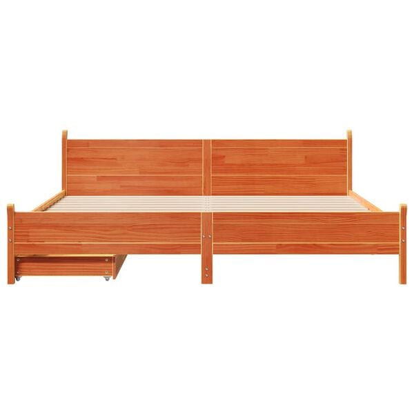 vidaXL Bed Frame without Mattress Wax Brown 200x200 cm Solid Wood Pine