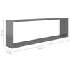vidaXL Wall Cube Shelf 6 pcs High Gloss Grey 100x15x30 cm Engineered Wood