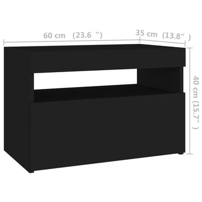 vidaXL TV Cabinet with LED Lights Black 60x35x40 cm