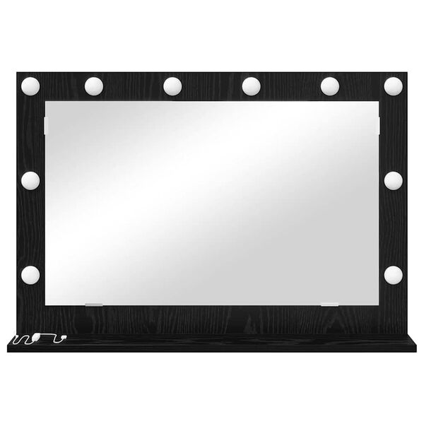 vidaXL Vanity Mirror with LED Strip Lights Black Oak 80 x 15 x 18 cm