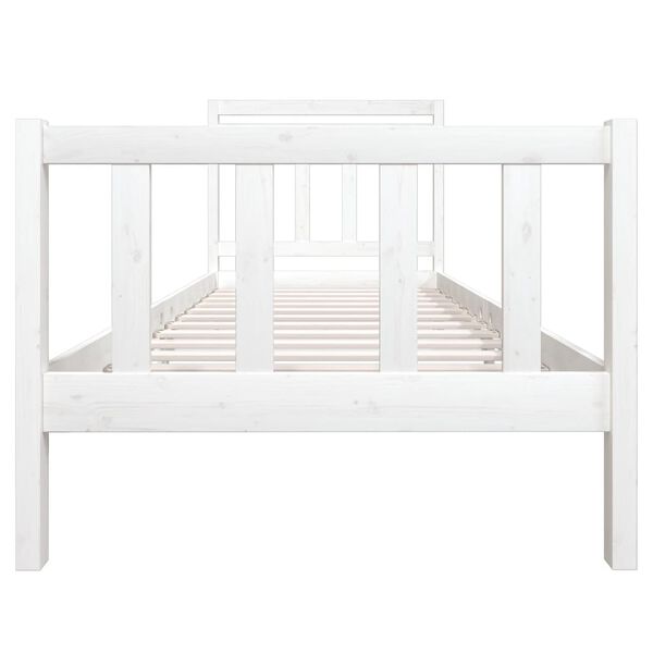 vidaXL Bed Frame without Mattress White Single Solid Wood
