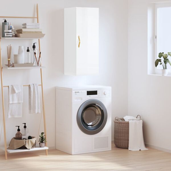 vidaXL Wall Mounted Cabinet High Gloss White 34.5x34x90 cm